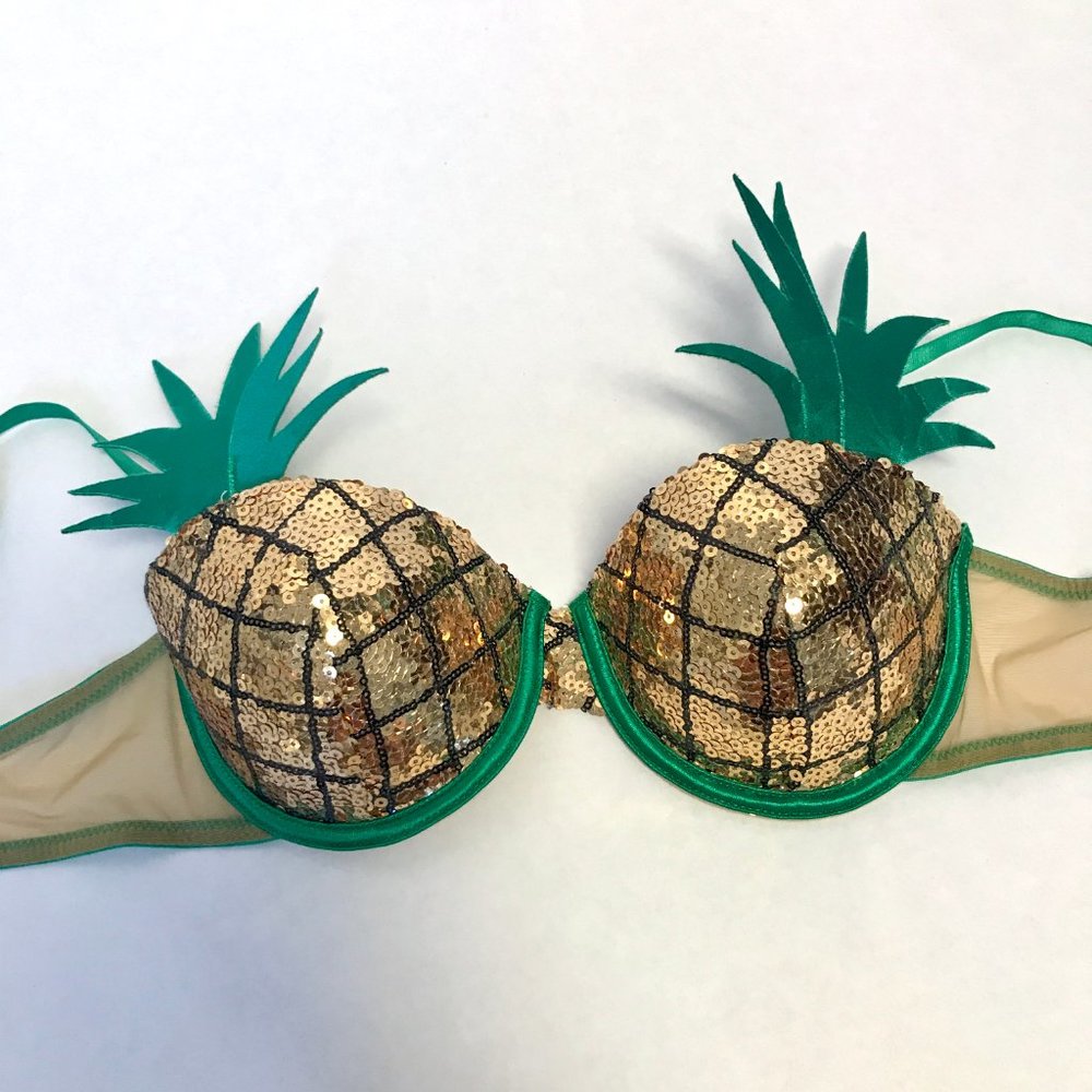 Sequin Pineapple Bra S Hawaiian Beach Costume - Picture 6 of 6